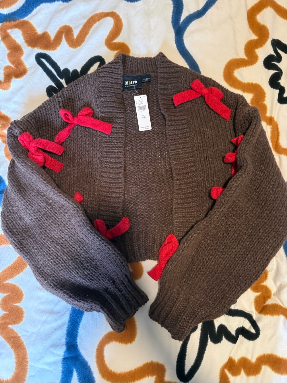 Anthropology Maeve Women’s Knit Red Bow Cropped Cardigan All Sizes NWT
